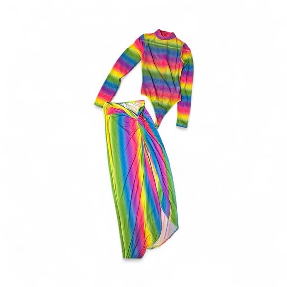 Rainbow body suit with skirt bottom - Picture 3 of 3